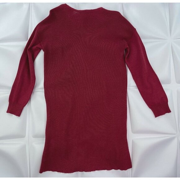 Eileen Fisher Sz S 100% Italian Wool Sweater Tunic Top Blouse Red V Neck Womens - Picture 5 of 7